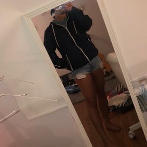 navy blue wind breaker